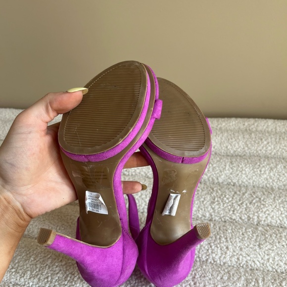 Fuchsia Suede Heels - Picture 4 of 5